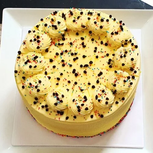 Classic Ribbon Cake with Chocolate Brownie